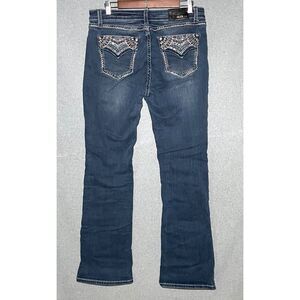 Grace in LA Easy Fit Jeans Women's 34W Dark Wash Rhinestone Embellished Bootcut